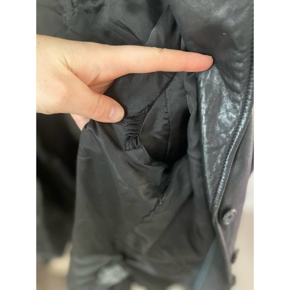 Black Genuine Leather Jacket Relaxed Fit Oversized Coat - Picture 5 of 10